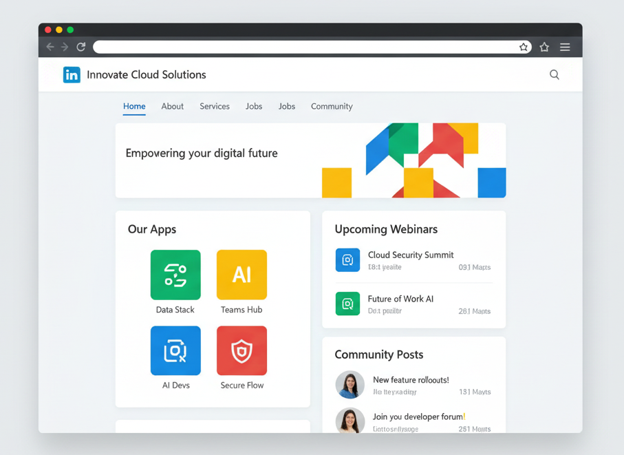 Enterprise LinkedIn Showcase Page concept inspired by Microsoft apps